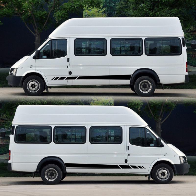 2pcs D-1227 Car Side Skirt Sticker Long Stripe Shelter Scratches Film Wrap Stickers Tuning Diy