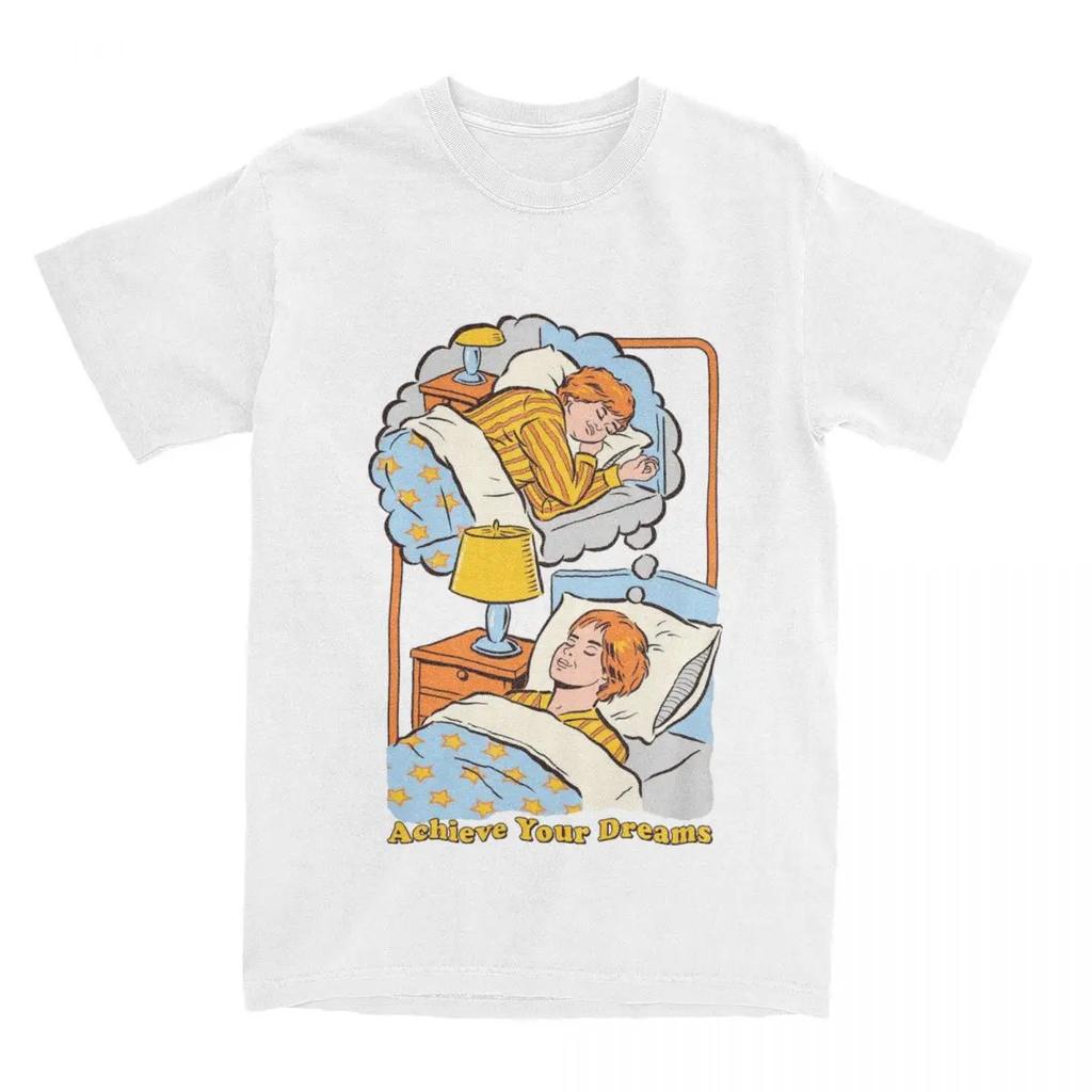 Мужчины Женщины Достигни своей мечты Смешная пародия Графическая футболка Одежда Повседневная Чистый хлопок Веселые шутки для сна Футболки Одежда Новая