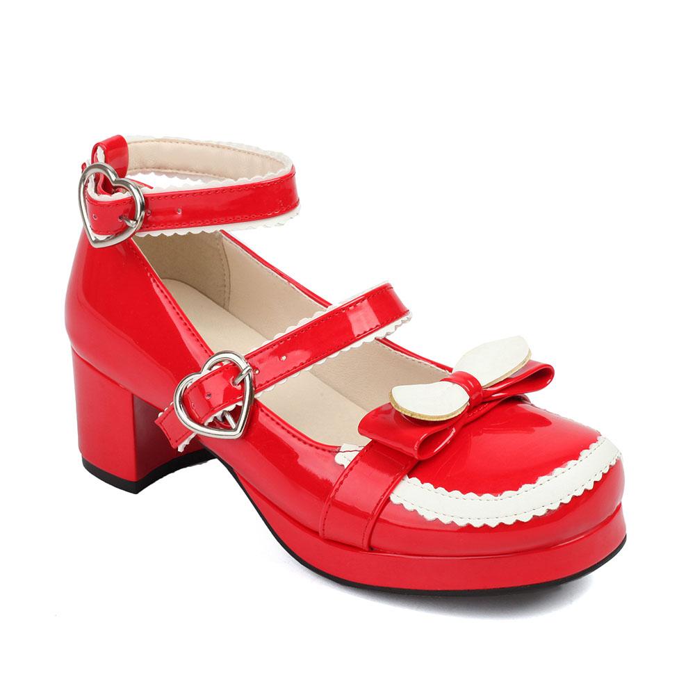 Размер 34-48 Лолита Женские Туфли Мэри Джейн Туфли-лодочки на платформе Толстый каблук Готические туфли-лодочки с бантом Милая униформа Туфли-лодочки для женщин