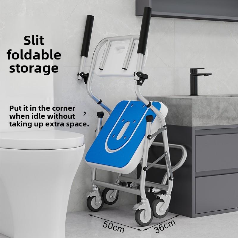 Складной стул для ванной Мобильный уход Ванна Туалетный стул Пожилые Инвалиды Универсальная душевая инвалидная коляска