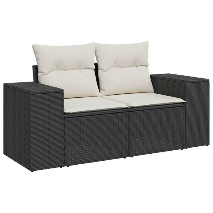 VidaXL Salon de Jardin avec Coussins 7 pcs, Canapés de Terrasse, Ensemble de Meubles de Patio, Mobilier d'Extérieur, Noir 3222805