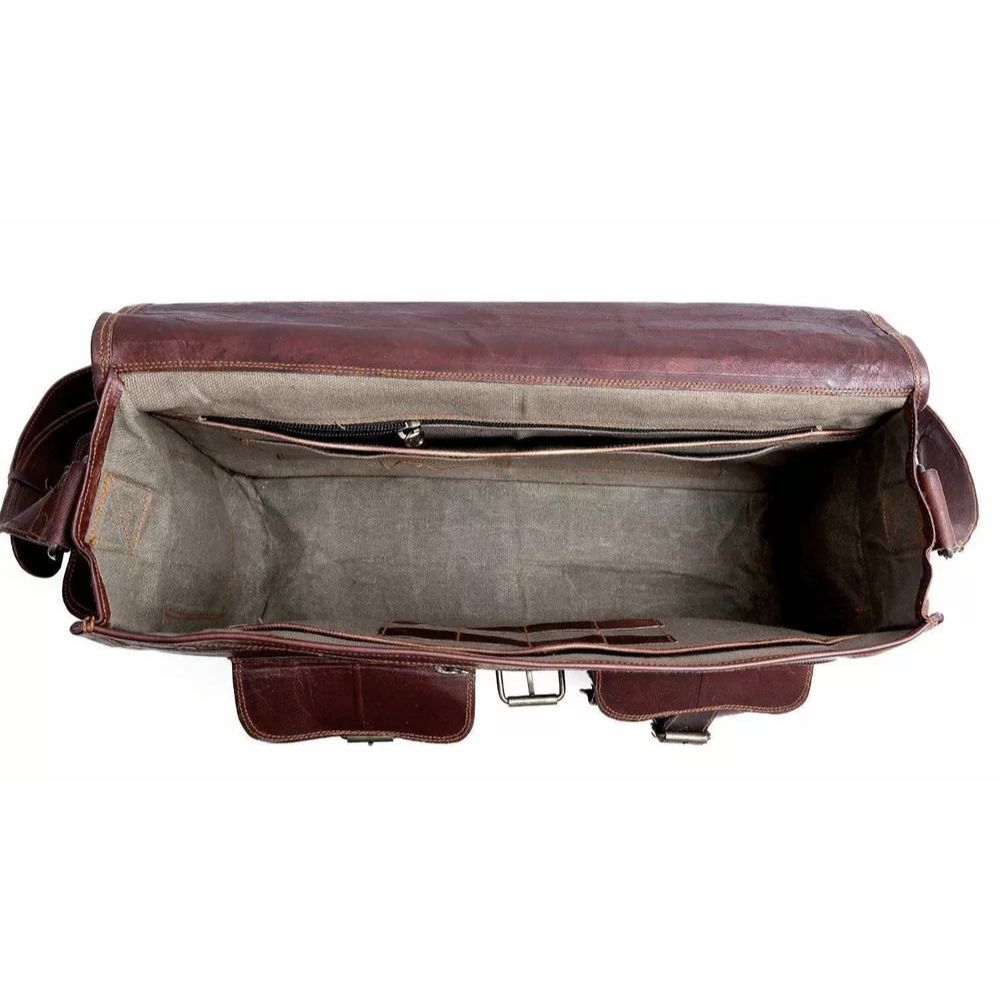 Мужская сумка-мессенджер из козьей кожи, настоящая сумка-портфель для ноутбука, коричневый портфель