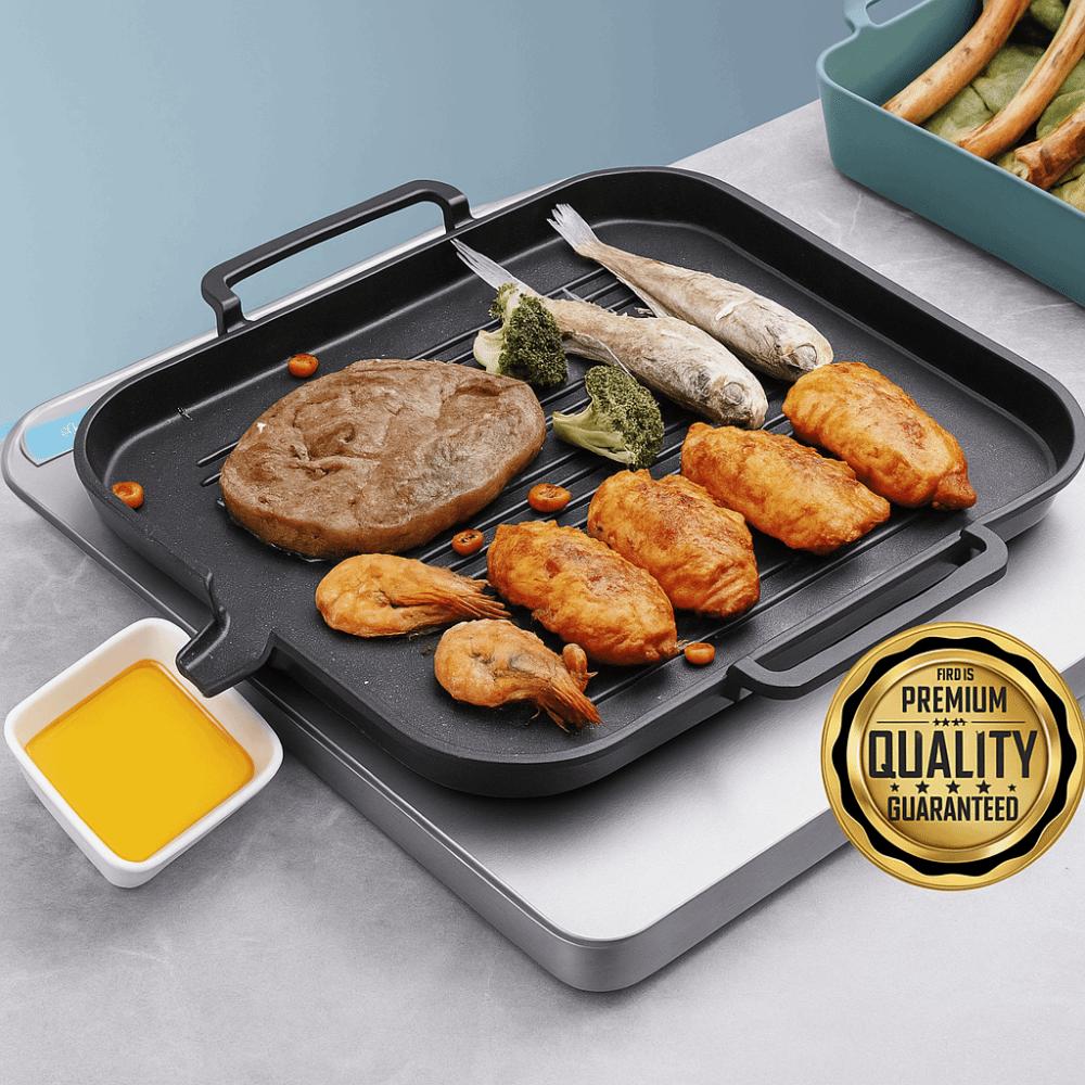 Non Stick BBQ Grill Pan Skillet Portable Camping Barbecue Pan  Induction Cooker