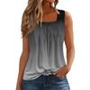 Women's Pleated Square Collar Sleeveless Vest Print T-shirt