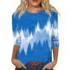 Women's Fashion Casual Round Neck Three-quarter Sleeve Gradient Print T-shirt Top