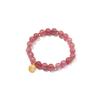 Браслет с розовым клубничным кварцем и подвеской 'Фу' - Уникальный дизайн для женщин и пар