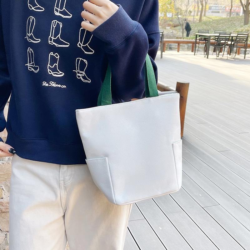 Сумка-ведро, холщовая сумка, новая модная сумка Bento, маленькая квадратная сумка, пустая однотонная тканевая сумка