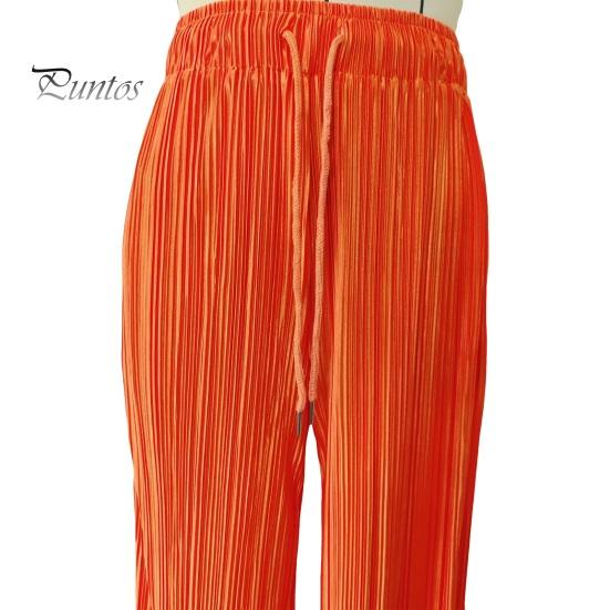 Женские повседневные брюки с эластичной резинкой на талии, длинные брюки с регулируемым шнурком, плиссированные тканевые свободные брюки, уличная одежда