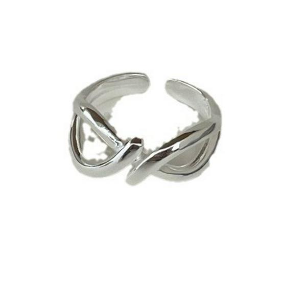 Серебряное кольцо Su Chuang S925 с переплетающимися звеньями, регулируемое, для женщин - Минималистичный нишевый дизайн