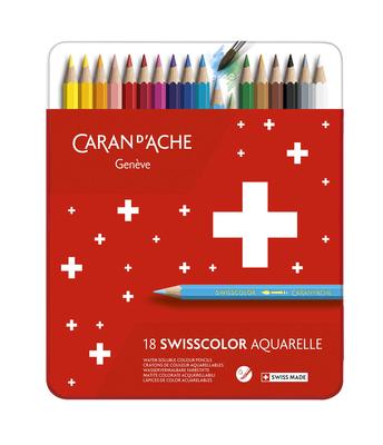 Водорастворимые цветные карандаши Caran Swiss Color, набор из 18 цветов, Can d'Ache 1285-718