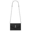 Ysl Конверт Серебряный Логотип Стеганая Текстурная тисненая кожаная Сумка-конверт на цепочке Сумка через плечо Женские сумки Черный 393953BOW021000