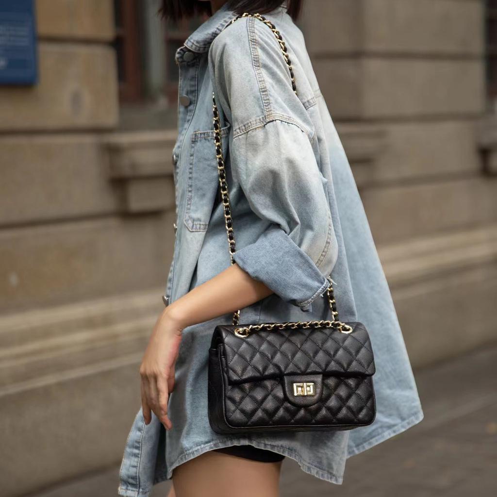 Женская сумка из натуральной кожи, сумка-цепочка из коровьей кожи с икрой, новая маленькая сумка через плечо с ароматом и текстурой, дорожная сумка через плечо