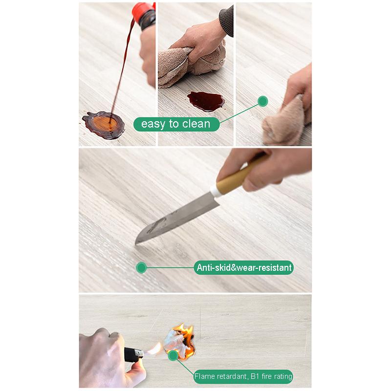 Wood Grain Floor Stickers 3D Wall Sticker PVC Waterproof Self-Adhesive Wallpaper Kitchen Living Room Home Floor Decor