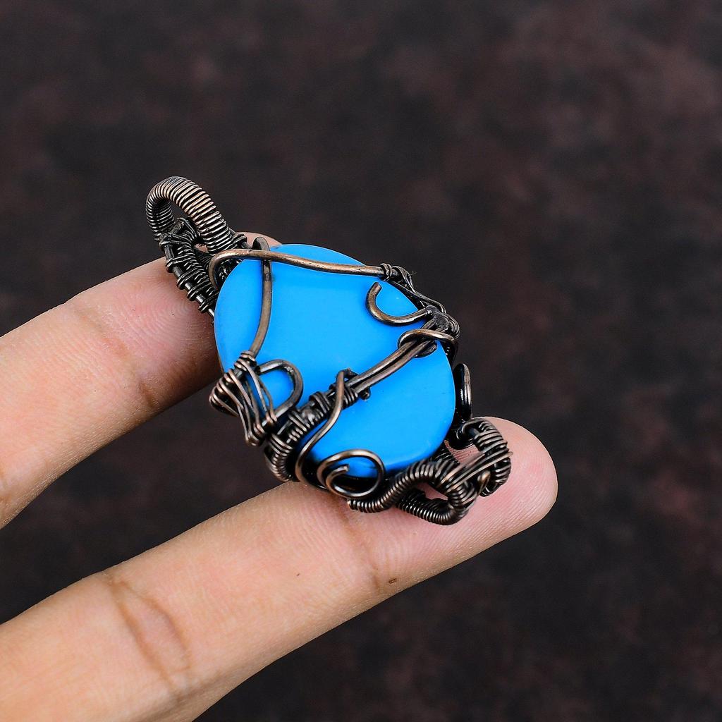 Кулон из бирюзы «Спящая красавица», подвеска из медной проволоки с драгоценными камнями, ювелирные изделия ручной работы из меди, уникальный кулон в подарок для нее, ювелирные изделия из проволоки