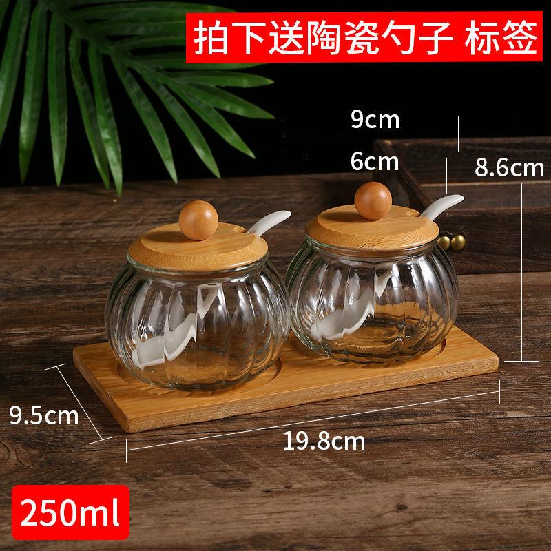 Прозрачная стеклянная банка для приправ с деревянной крышкой, стеклянная бутылка для приправ, бытовой кухонный инструмент для приправ, ящик для хранения соли