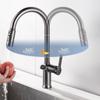 Выдвижной смеситель для кухни с цифровым дисплеем и температурой, вращающийся смеситель для кухонной мойки с одной ручкой, распылитель, краны для горячей и холодной воды