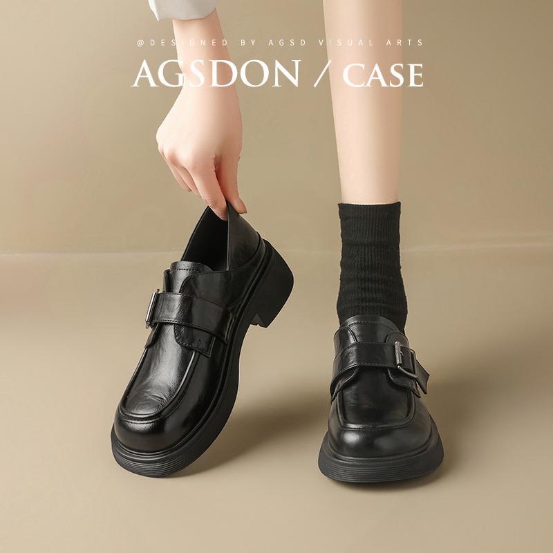 Ogu Shiden черные осенние новая платформа британский стиль jk повседневные для commuters маленькие кожаные туфли