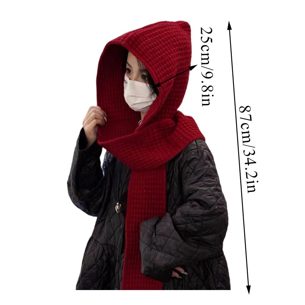 Вязаные шапки с капюшоном, уличный шарф с капюшоном, зимние балаклавы, утолщенные осенне-зимние защитники шеи, головные уборы, однотонные вязаные шапки-бини