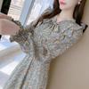 2024 Floral Ruffle Lace-Up Dress for Women - Elegant Autumn Style