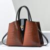 Women's Top Handle Handbags Purse Crocodile Pattern Faux Leather Tote Bags Satchel Bags Zipper Handbag Work Business Vintage Shoulder Bag for Women
