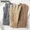 Knitted Gloves for Women Solid Color Woolen Gloves Outdoor Gloves Cycling Gloves Finger Touch Screen Gloves