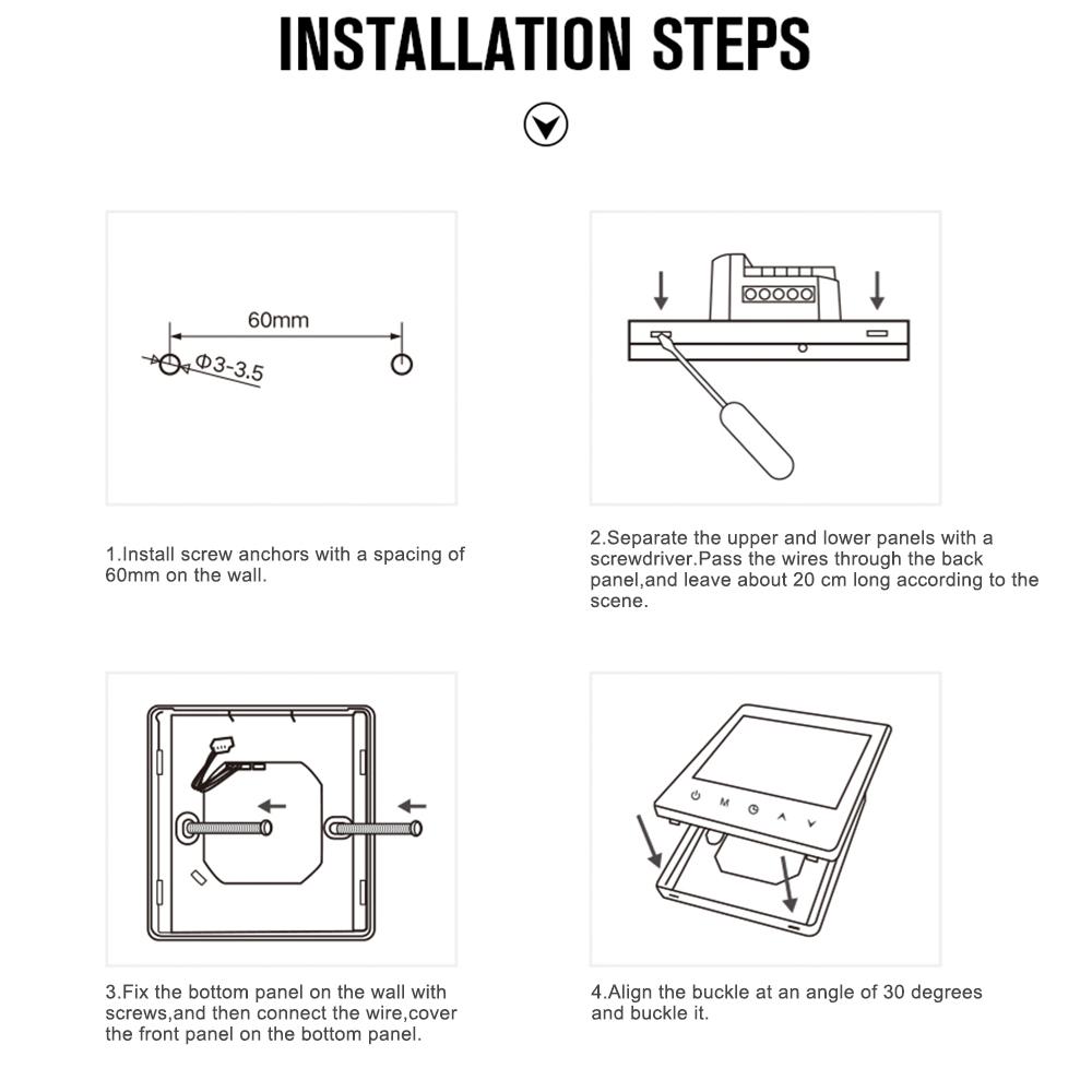 Программируемый умный настенный термостат NTC Сенсор ЖК-дисплей Сенсорная кнопка Электрический подогрев Теплый пол