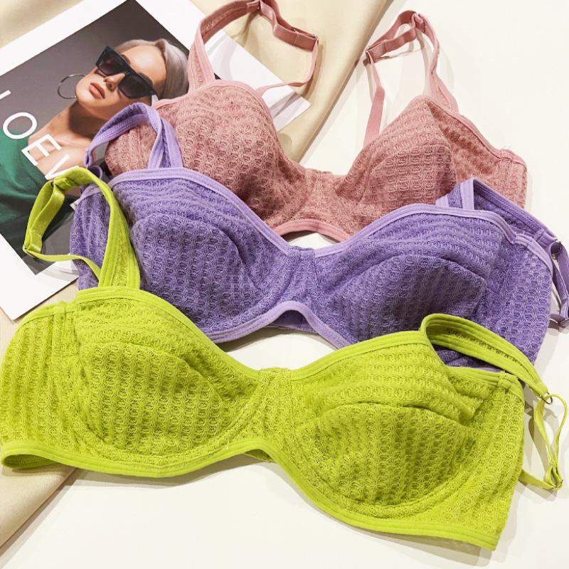 Комплект нижнего белья ярких цветов для женщин, летний ультратонкий комплект с бюстгальтером пуш-ап, французский сексуальный бюстгальтер без косточек из кружевной ткани, дышащие бюстгальтеры, комплекты стрингов