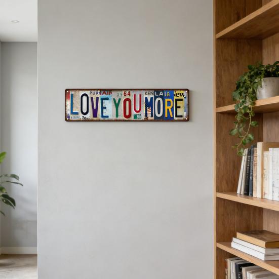 Декоративная жестяная табличка Винтажная Еще больше настенных знаков Романтический металлический декор Уличный Знак «Я люблю тебя» для спальни