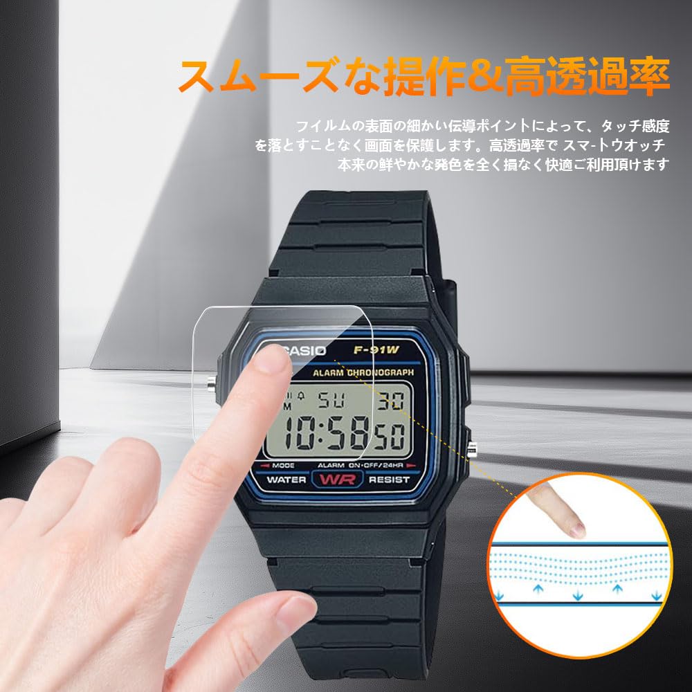 [2 шт.] Защитная пленка для экрана часов CASIO F-91W [HVUYAL] Твердость 9H, Без пузырей, Высокопрозрачная, Ударопрочная, Устойчивая к царапинам, Устойчивая к пятнам,