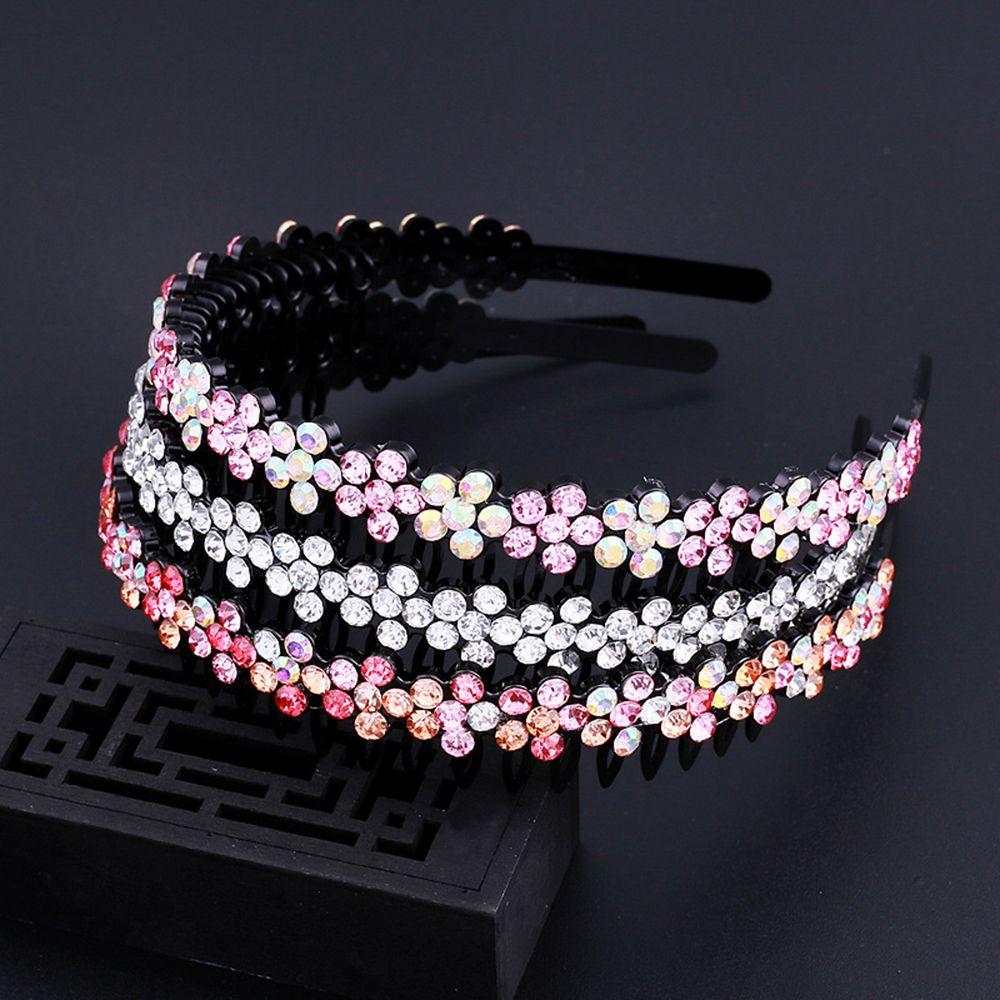 Headwear Hair Accessories Hair Band Hoop Tooth Comb Headband Rhinestone Hairband Crystal Flower