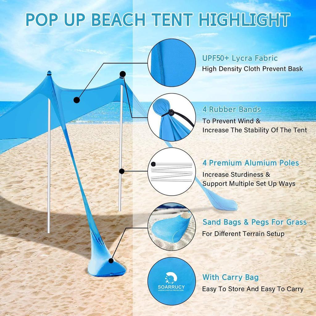 Portable Outdoor Beach Tent Lycra Shade Canopy