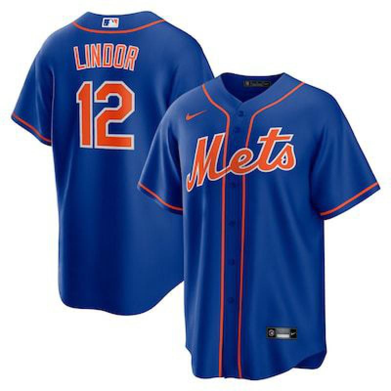 Mens MLB New York Mets Francisco Lindor 12 Baseball Jersey Embroidered Fan Apparel Sportswear