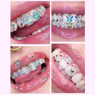 Зубная дрель Украшения для зубов Украшения с коробкой DIY Наклейки Драгоценные камни для зубов Красота Алмазные Зубные украшения Драгоценные камни для зубов Украшения
