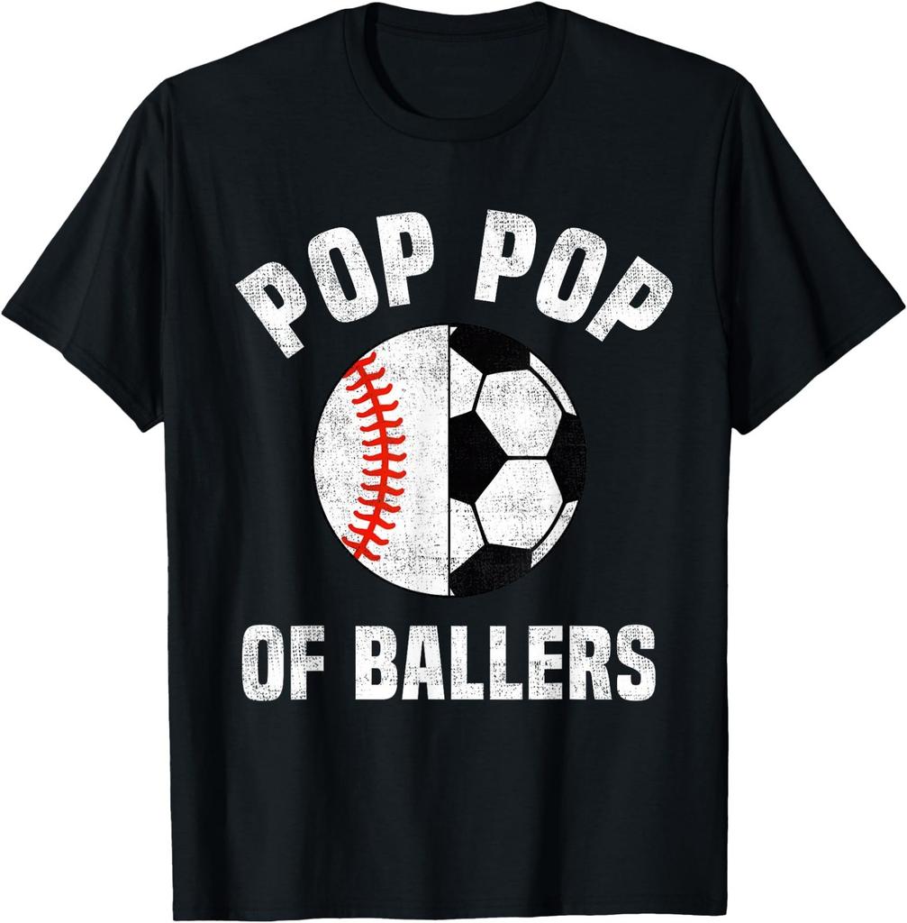 Pop Pop of Ballers Baseball Soccer Lover Family Kids T-Shirt