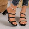 2024 New Hot-selling Comfortable Solid Color Decorative Thick Heel Comfortable and Versatile Beach Woven Women's Shoes