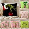 Рождественская наволочка G-Grinch-M из шелковистого короткого плюша с невидимой молнией, пыленепроницаемый чехол для диванной подушки