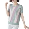 Mom's Ice Silk Stylish T-Shirt - Summer 2026: Fashionable Short-Sleeve Top for Middle-Aged and Elderly Women
