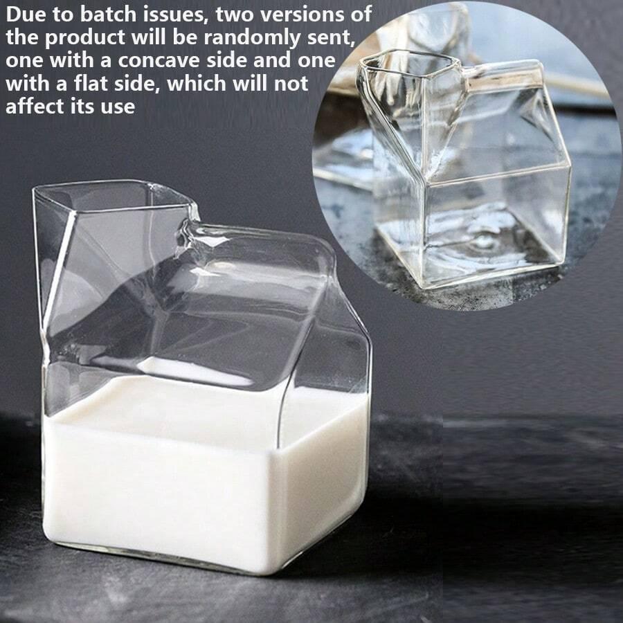 350ml Transparent Milk Box Cup Milk Box Shape Glass Cups for Juice Cute Coffee CupTea Drinkware Students Drink Festival Gifts