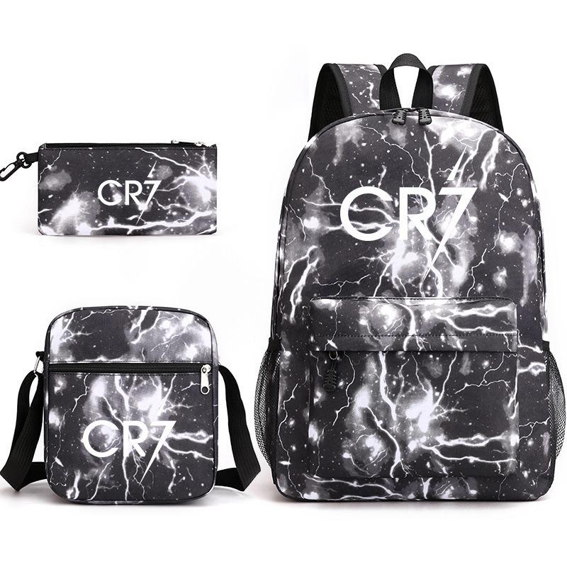 C Ronaldo student bag + small shoulder bag + pencil case three-piece backpack