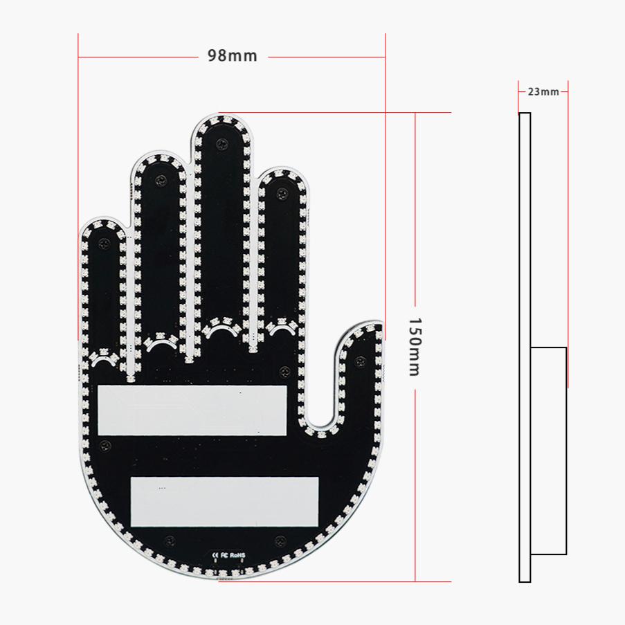 Car LED Finger Gesture Light for Rear Window LED Fun Interactive Gestures Palm Light Decoration