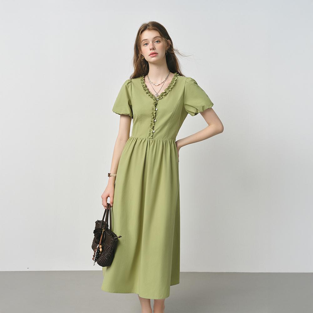 Wednesday Delight Wd_Pastoral Ruffle Puff Sleeve Dress
