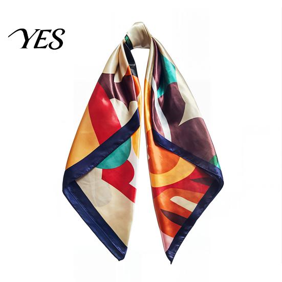 Satin Neck Scarf Large Square Headscarf, Simulated Silk Fabric Scarf, Vibrant Floral Headscarf Print Multi-Purpose Turban Shawl Hair Tie Soft Drape