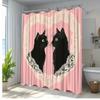 1 шт. занавеска для душа с черным котом и розовым кружевным сердечком - элегантный принт животного, украшение для ванной, 70,8 x 70,8 дюймов
