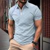 Summer Plaid Pattern Polo Shirt Checkerboard Zipper Men's Short Sleeve Sports Polo Shirts