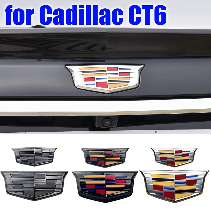 2PCS For Cadillac CT6 ABS Car Front Grille Hood Rear Trunk Door Logo Emblem Sticker Decal Exterior Styling Auto Accessories