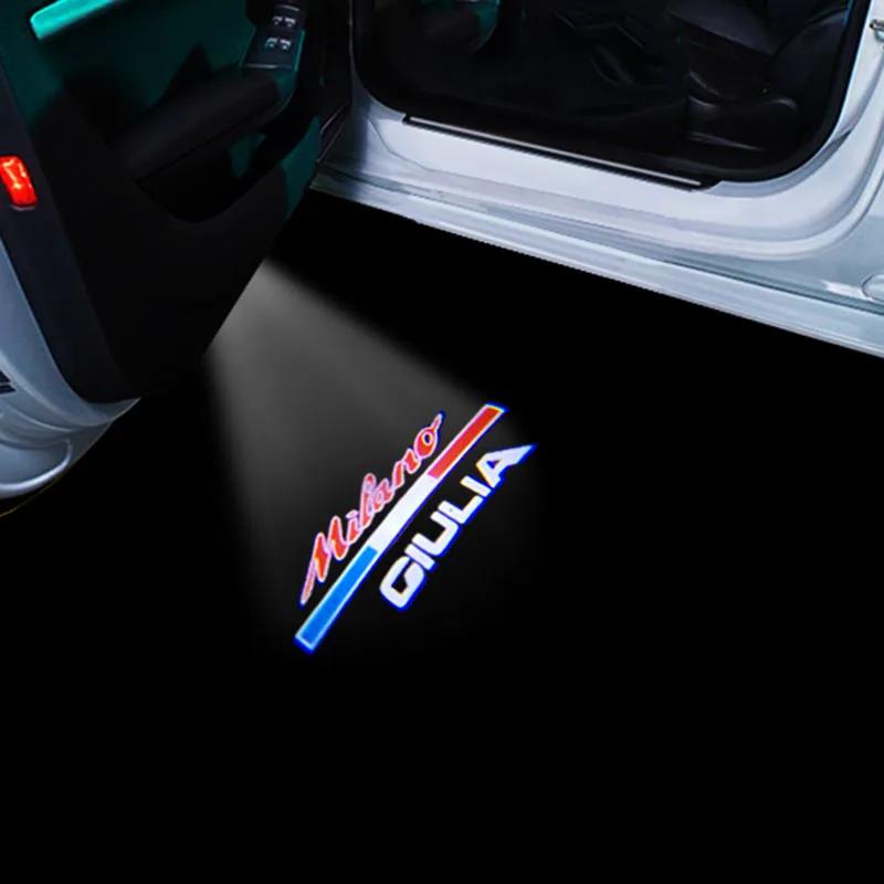 2026 Hot Alfa Romeo 2Pcs LED Car Door Light Shadow Logo Laser Projector For Alfa Romeo 159 Giulietta Giulia Mito Stelvio Brera S