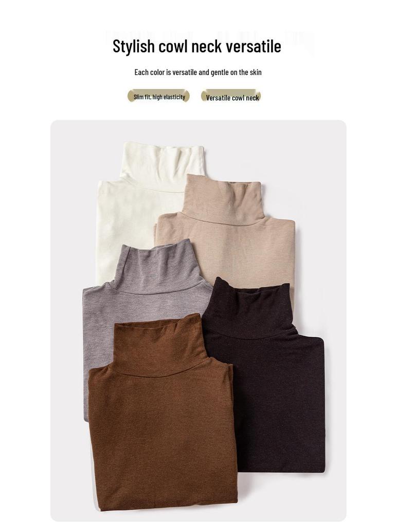 Women's Turtleneck Base Layer: Tencel Wool, Slim Fit, High Elasticity, Long Sleeve, Warm Autumn-Winter Top