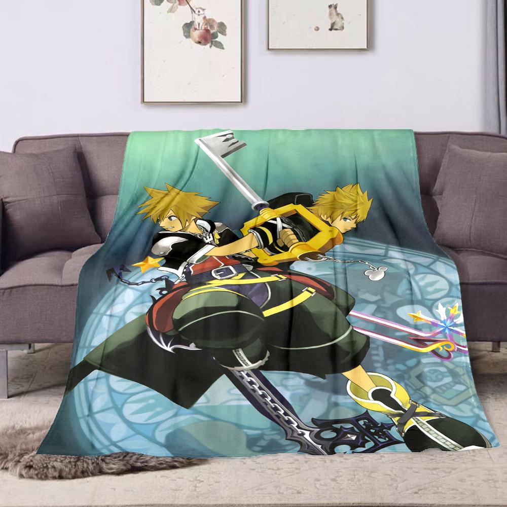 "Fantasy Warriors with Keyblade Design" Patterned flannel blanket perfect for the bedroom living room, sofa, or a little nap