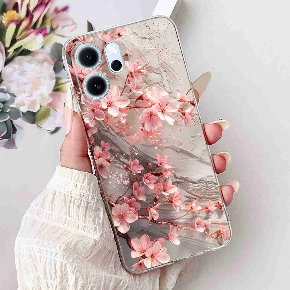 For Oppo Reno14 F 5G CPH27436.57" Case Colorful Butterfly Flowers TPU Soft Silicone Cover For Oppo Reno 14 F RENO14F Phone Cases