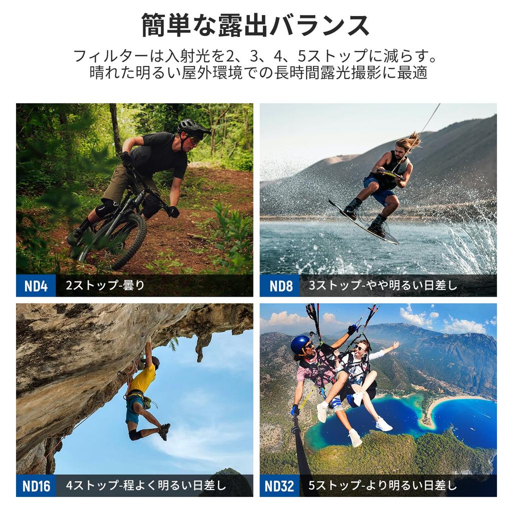 NEEWER ND Filter Set 4 Pieces Plastic HD Optical Glass Ultra Thin Lens Filter Neutral Density Filter Action Camera Filter Lens Filter Compatible Hero